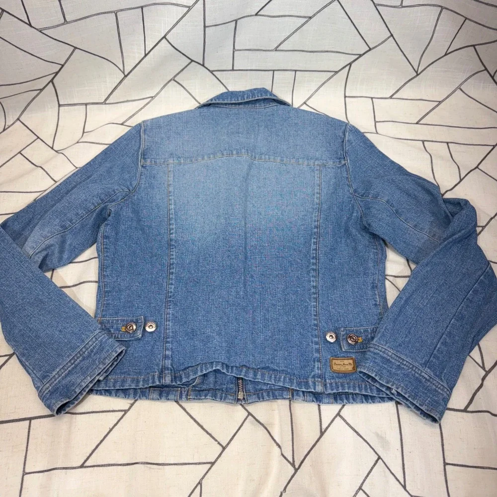 Lauren Jeans Co Ralph Lauren Denim Jacket Petite Small Blue Full Zip Trucker - Picture 8 of 8